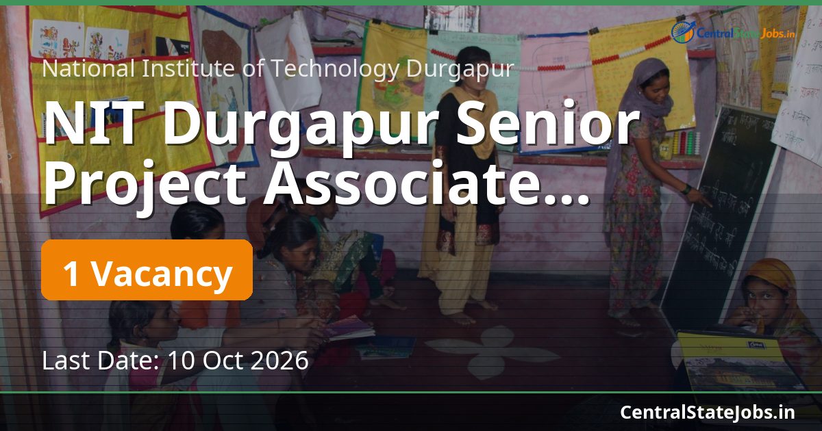 NIT Durgapur Senior Project Associate Chemical Engg 2026
