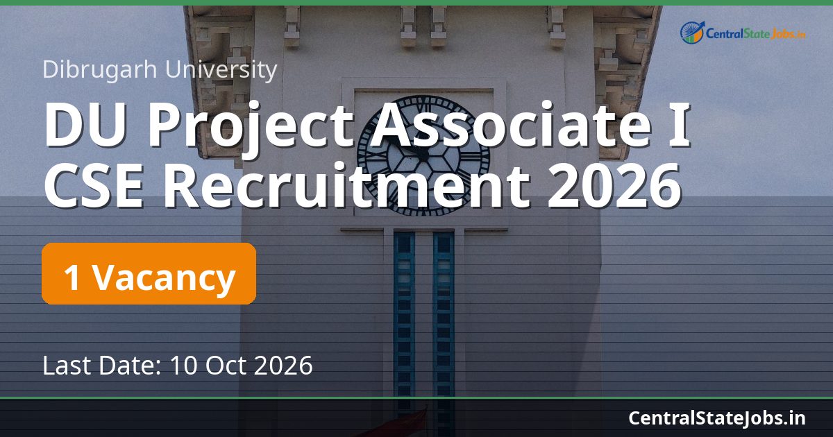 DU Project Associate I CSE Recruitment 2026