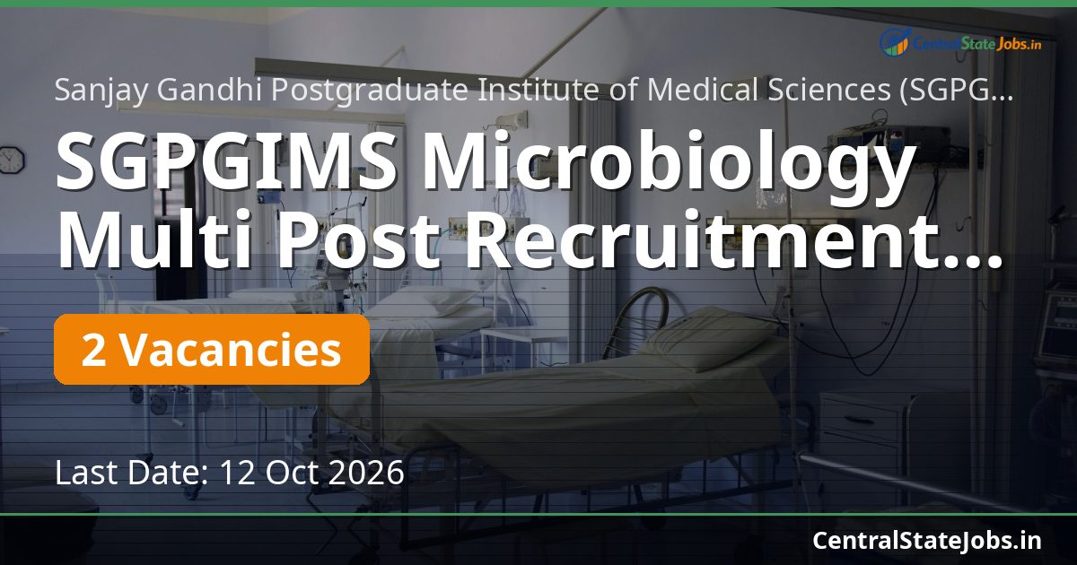 SGPGIMS Microbiology Multi Post Recruitment 2026