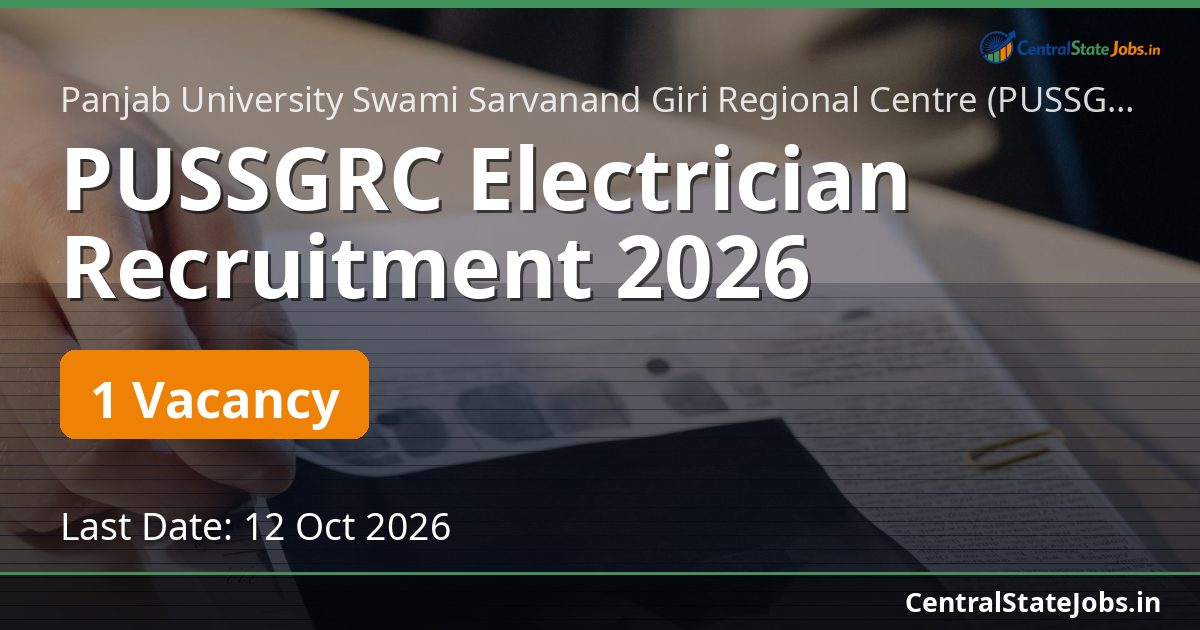 PUSSGRC Electrician Recruitment 2026