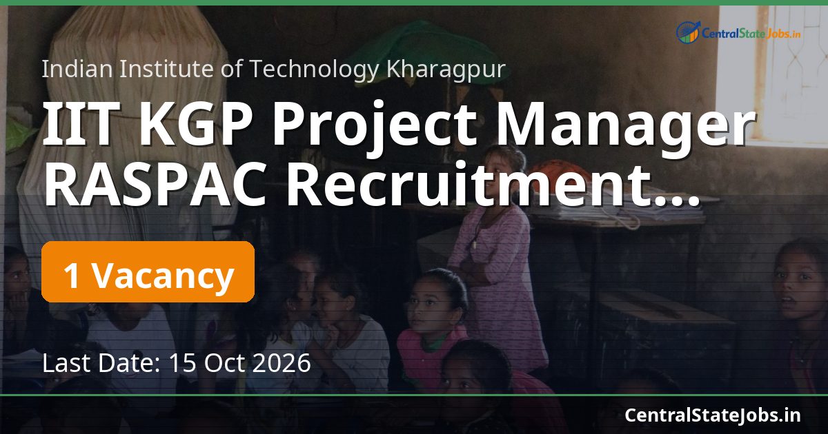 IIT KGP Project Manager RASPAC Recruitment 2026