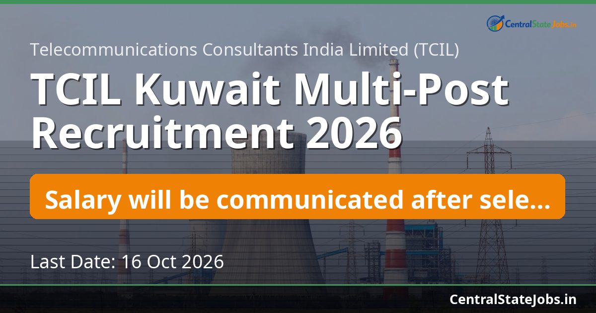TCIL कुवैत विभिन्न पद भर्ती 2026