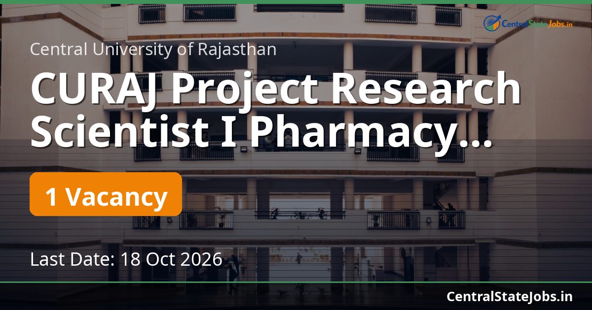 CURAJ Project Research Scientist I Pharmacy 2026
