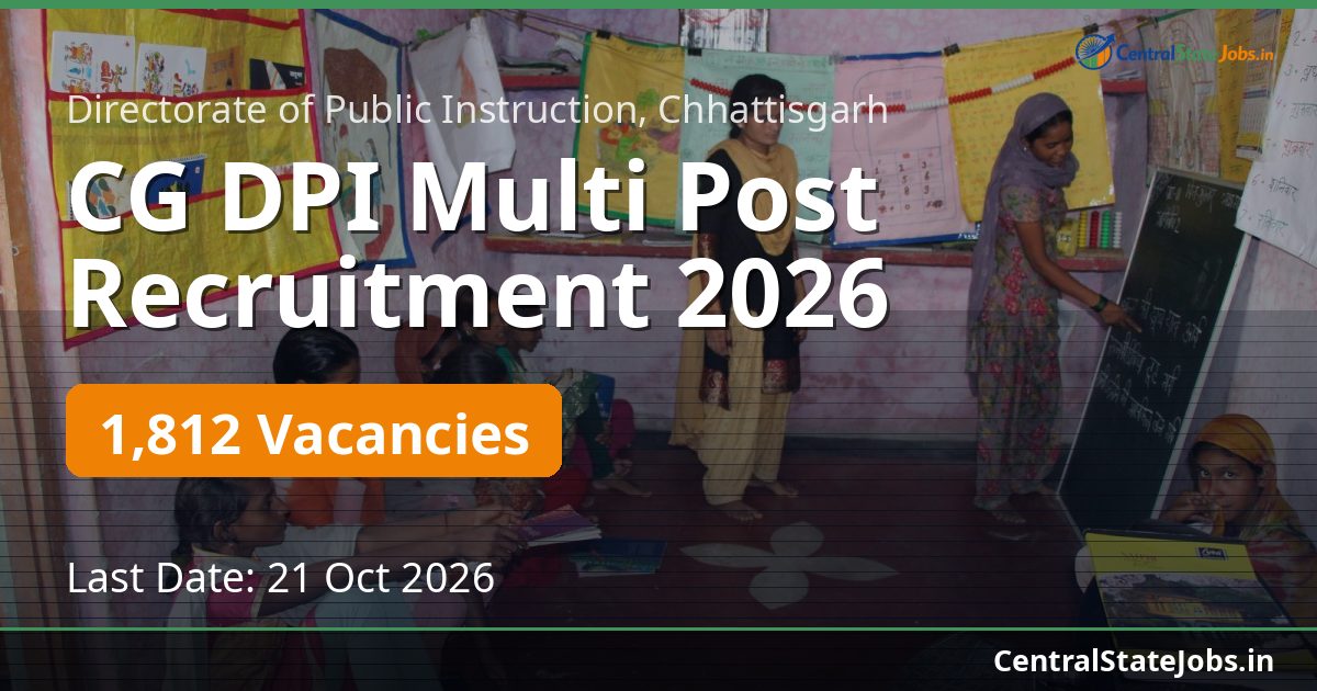 CG DPI Multi Post Recruitment 2026 — 1812 Vacancies