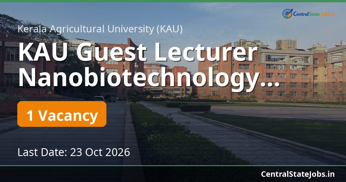 KAU Guest Lecturer Nanobiotechnology Recruitment 2026