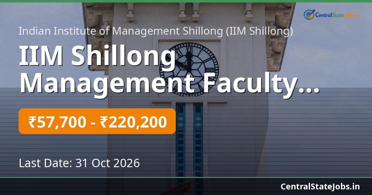IIM Shillong Management Faculty Recruitment 2026
