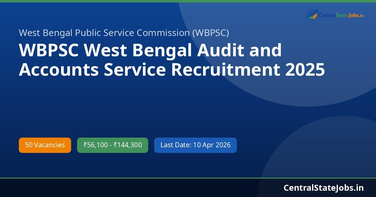 WBPSC West Bengal Audit and Accounts Service Recruitment 2025