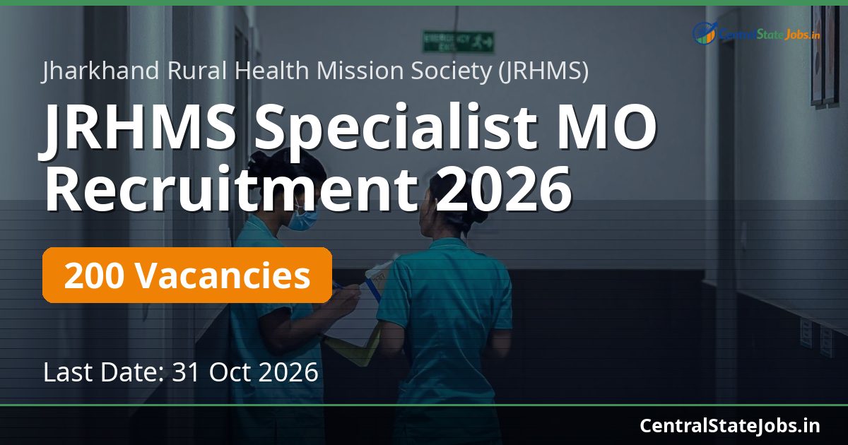 JRHMS Specialist MO Recruitment 2026 — 200 Vacancies