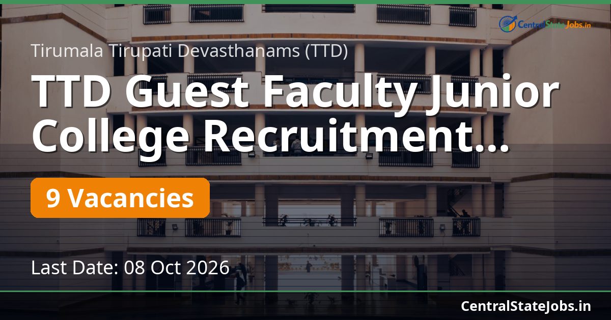 TTD Guest Faculty Junior College Recruitment 2026