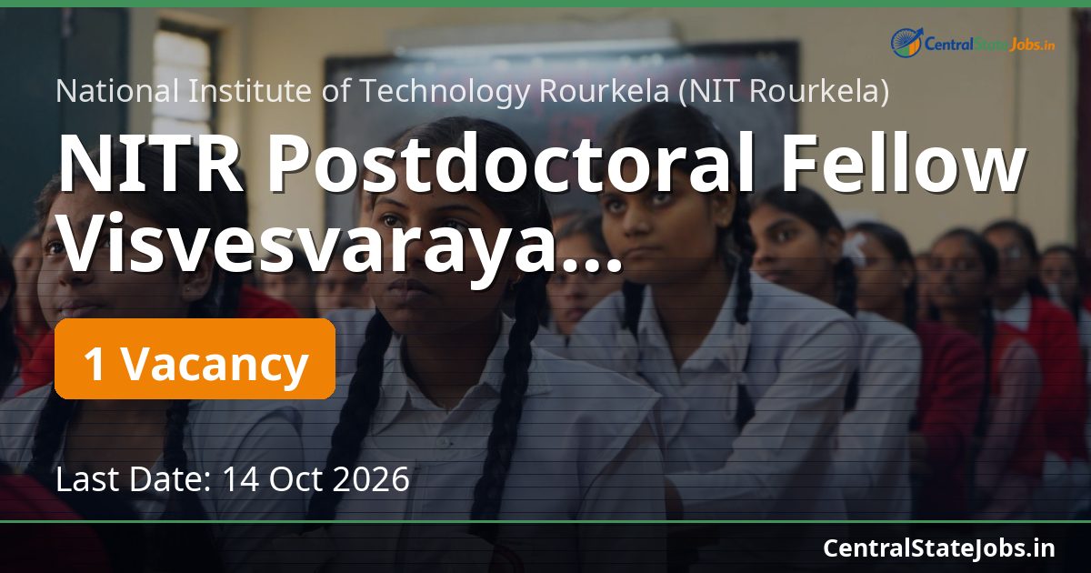 NITR Postdoctoral Fellow Visvesvaraya Recruitment 2026