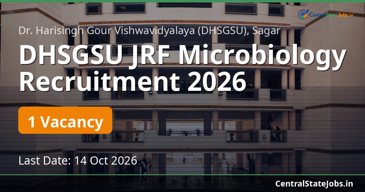 DHSGSU JRF Microbiology Recruitment 2026