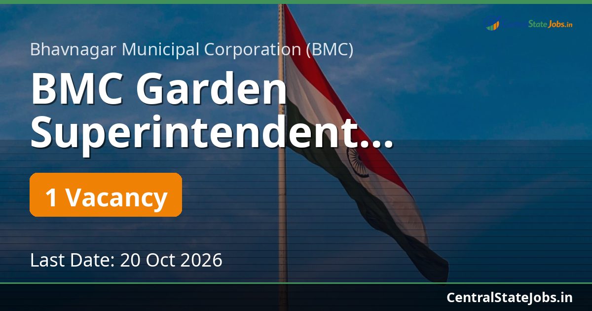 BMC Garden Superintendent Recruitment 2026
