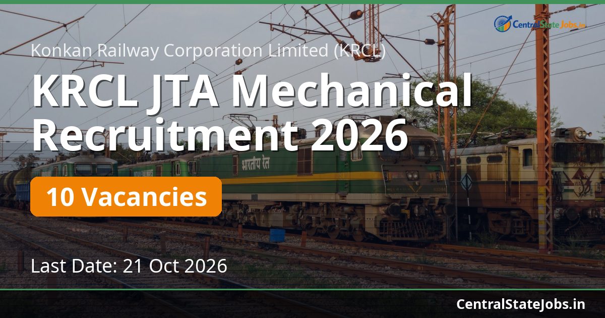 KRCL JTA ಮೆಕ್ಯಾನಿಕಲ್ ನೇಮಕಾತಿ 2026
