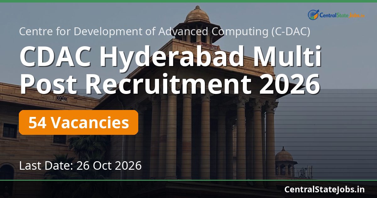 CDAC Hyderabad Multi Post Recruitment 2026 — 54 Vacancies