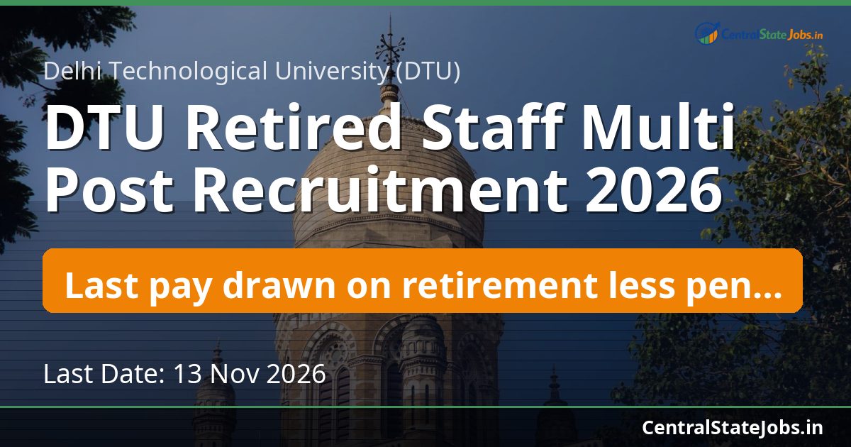 DTU Retired Staff Multi Post Recruitment 2026