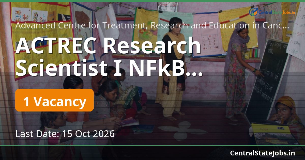ACTREC Research Scientist I NFkB Recruitment 2026