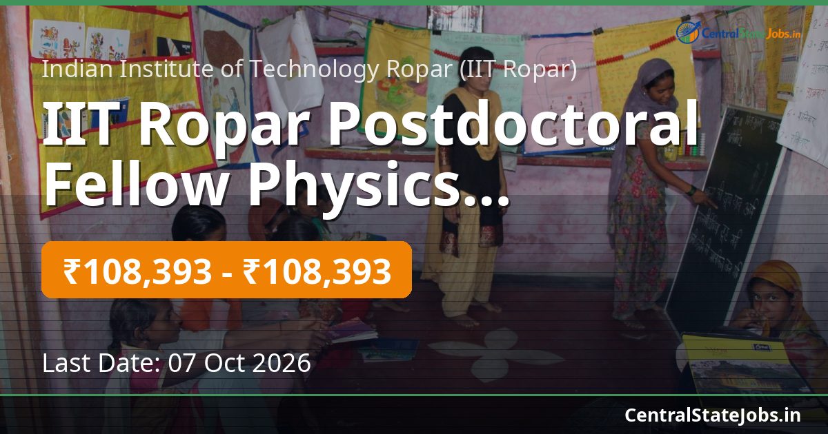 IIT Ropar Postdoctoral Fellow Physics Recruitment 2026