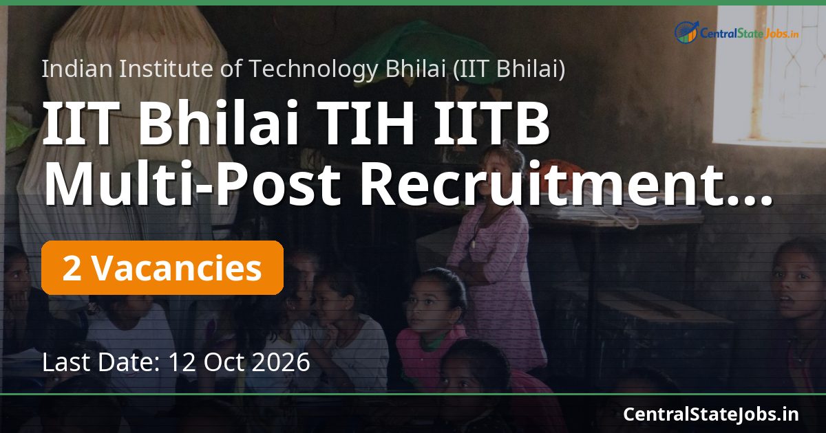 IIT Bhilai TIH IITB Multi-Post Recruitment 2026