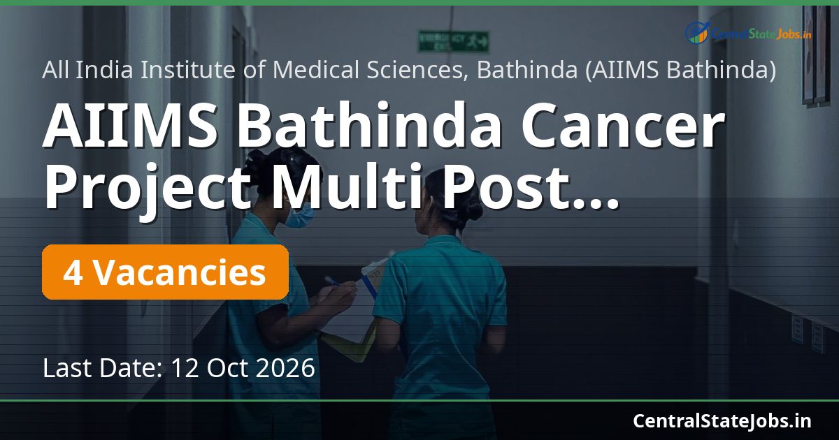 AIIMS Bathinda Cancer Project Multi Post Recruitment 2026