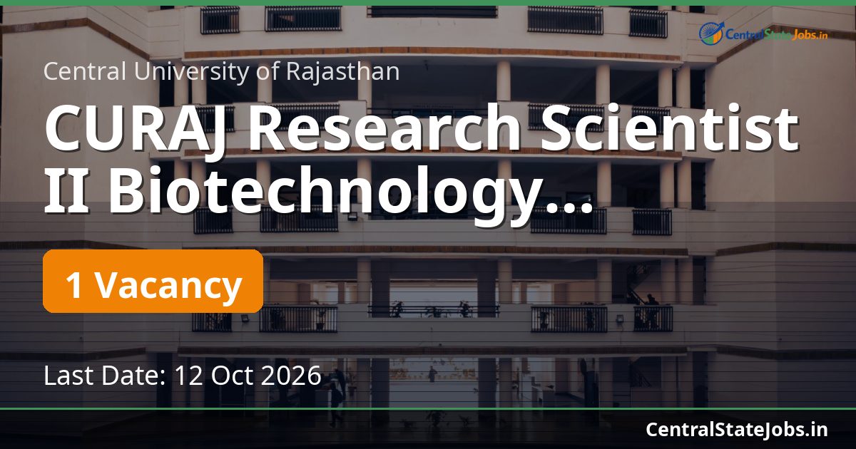 CURAJ Research Scientist II Biotechnology Recruitment 2026