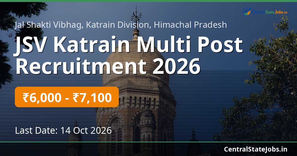 JSV Katrain Multi Post Recruitment 2026