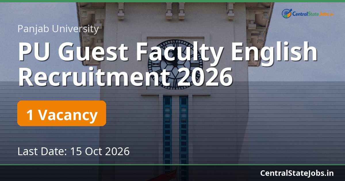 PU Guest Faculty English Recruitment 2026