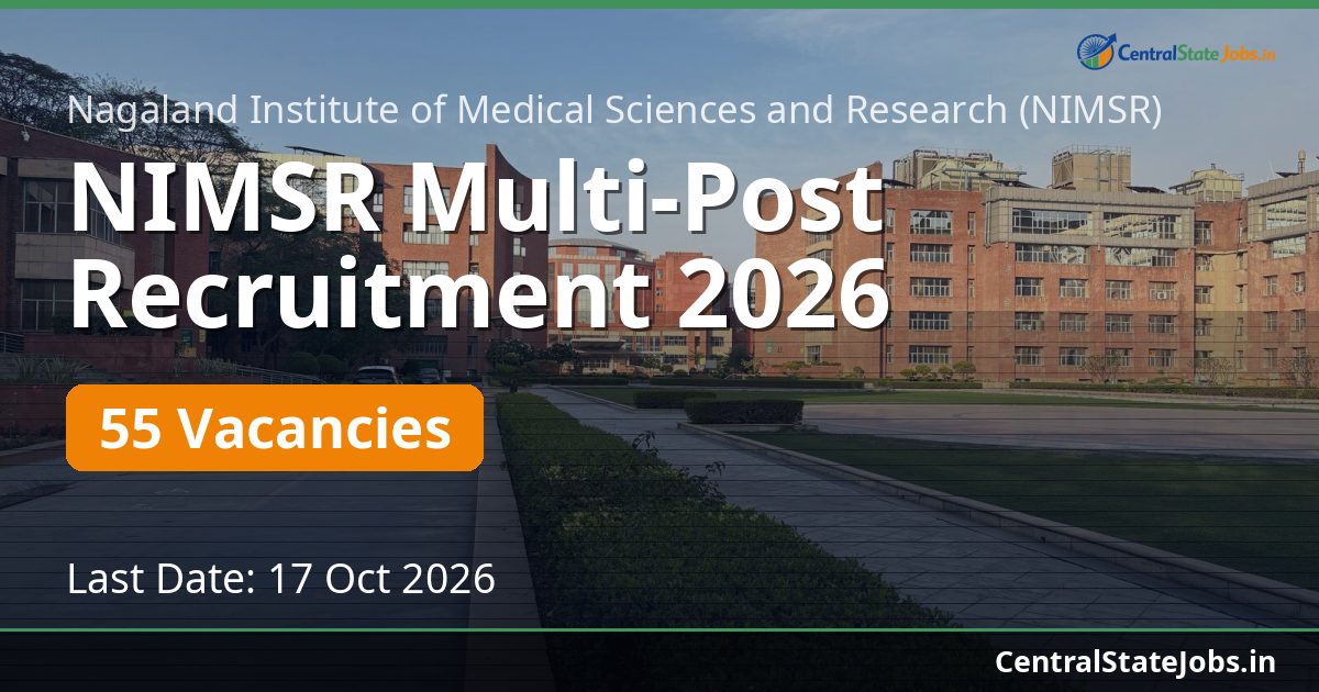 NIMSR Multi-Post Recruitment 2026 — 55 Vacancies