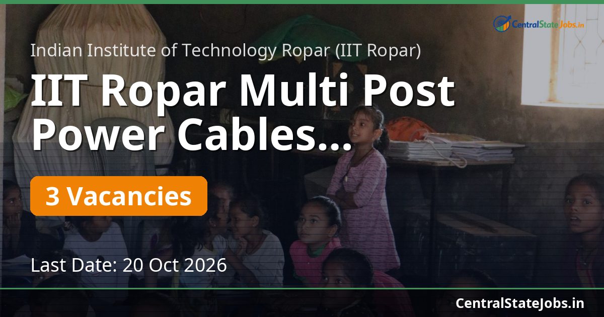 IIT Ropar Multi Post Power Cables Recruitment 2026