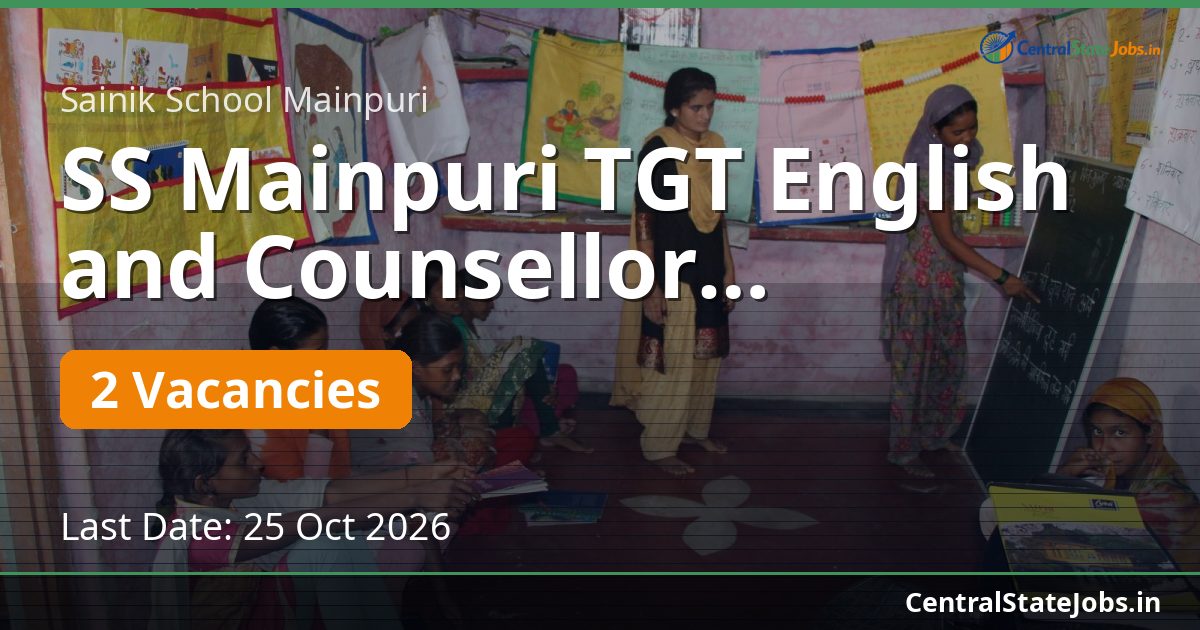 SS Mainpuri TGT अंग्रेज़ी और परामर्शदाता भर्ती 2026