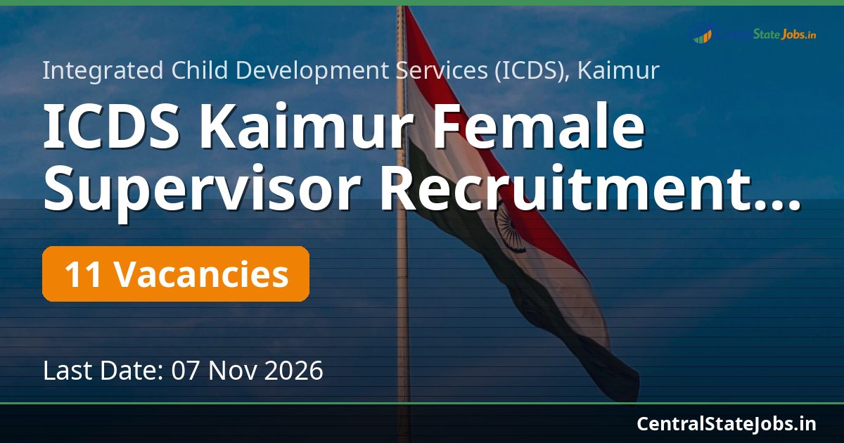 ICDS Kaimur Female Supervisor Recruitment 2026