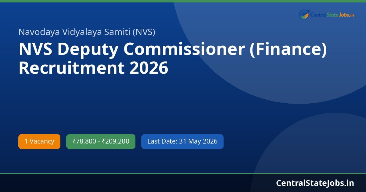 NVS Deputy Commissioner (Finance) Recruitment 2026
