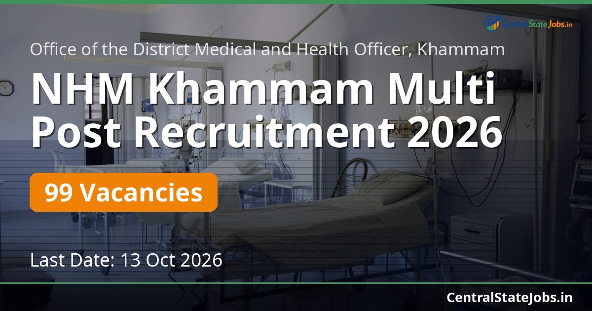 NHM Khammam Multi Post Recruitment 2026 — 99 Vacancies