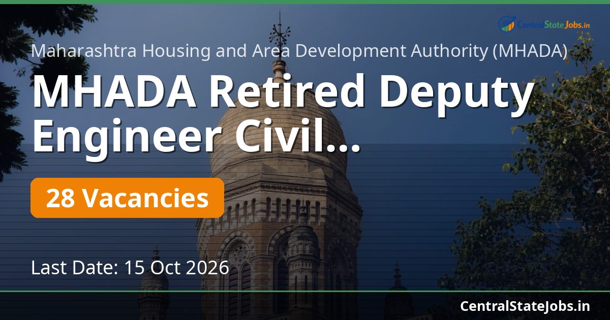 MHADA Retired Deputy Engineer Civil Recruitment 2026