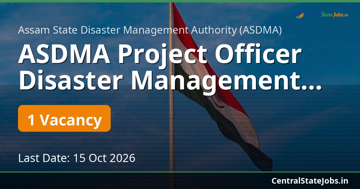 ASDMA Project Officer Disaster Management Recruitment 2026