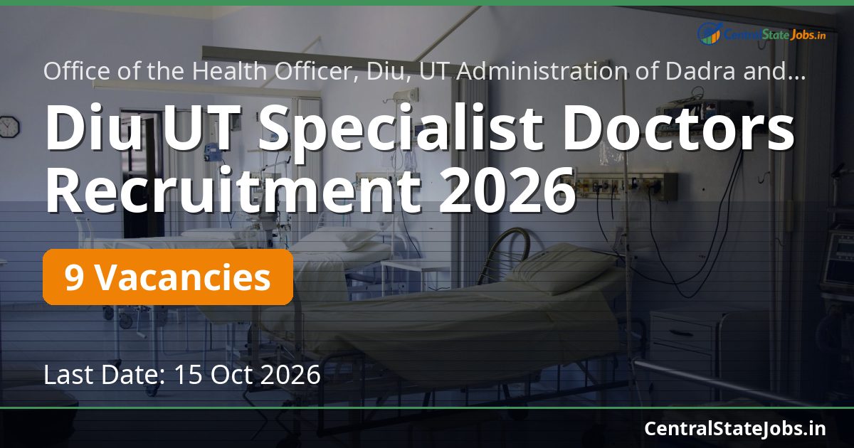 Diu UT Specialist Doctors Recruitment 2026