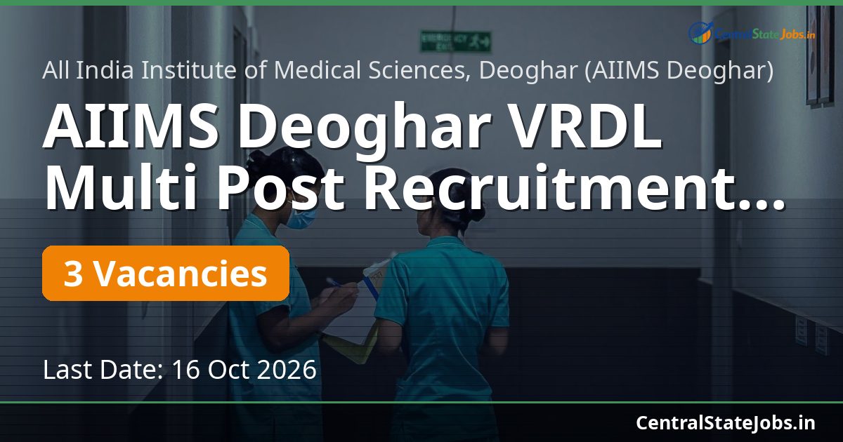 AIIMS Deoghar VRDL Multi Post Recruitment 2026