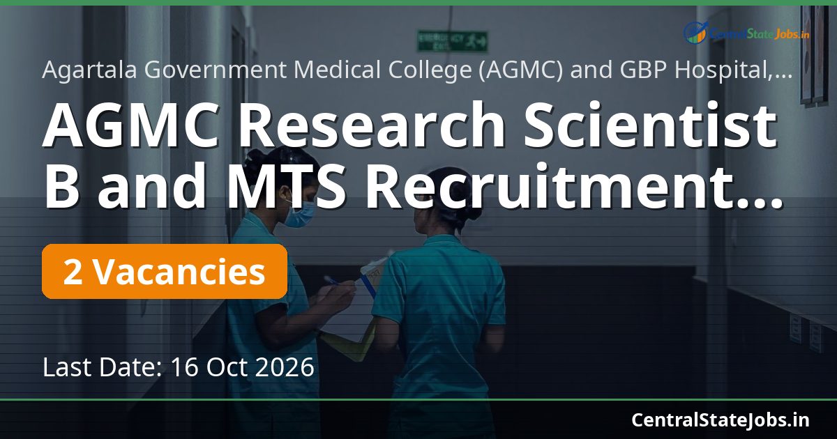 AGMC Research Scientist B and MTS Recruitment 2026