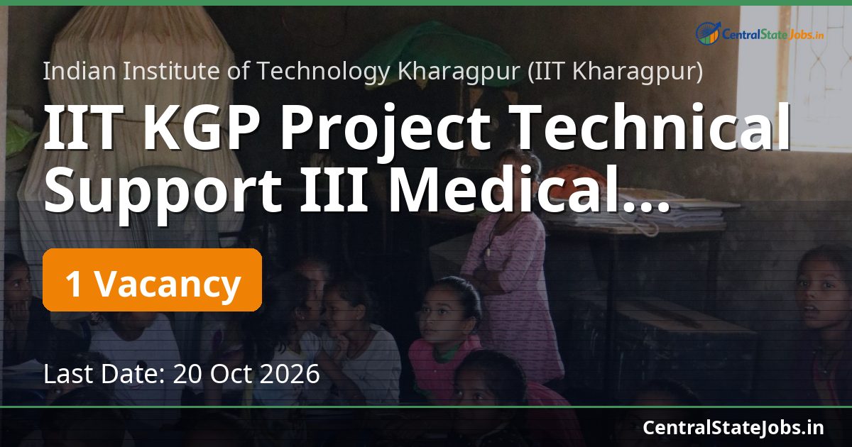IIT KGP Project Technical Support III Medical Science 2026