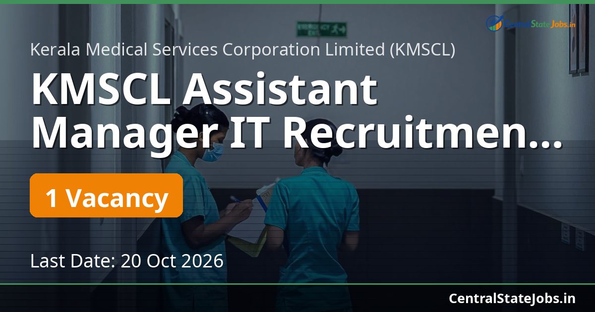 KMSCL Assistant Manager IT Recruitment 2026