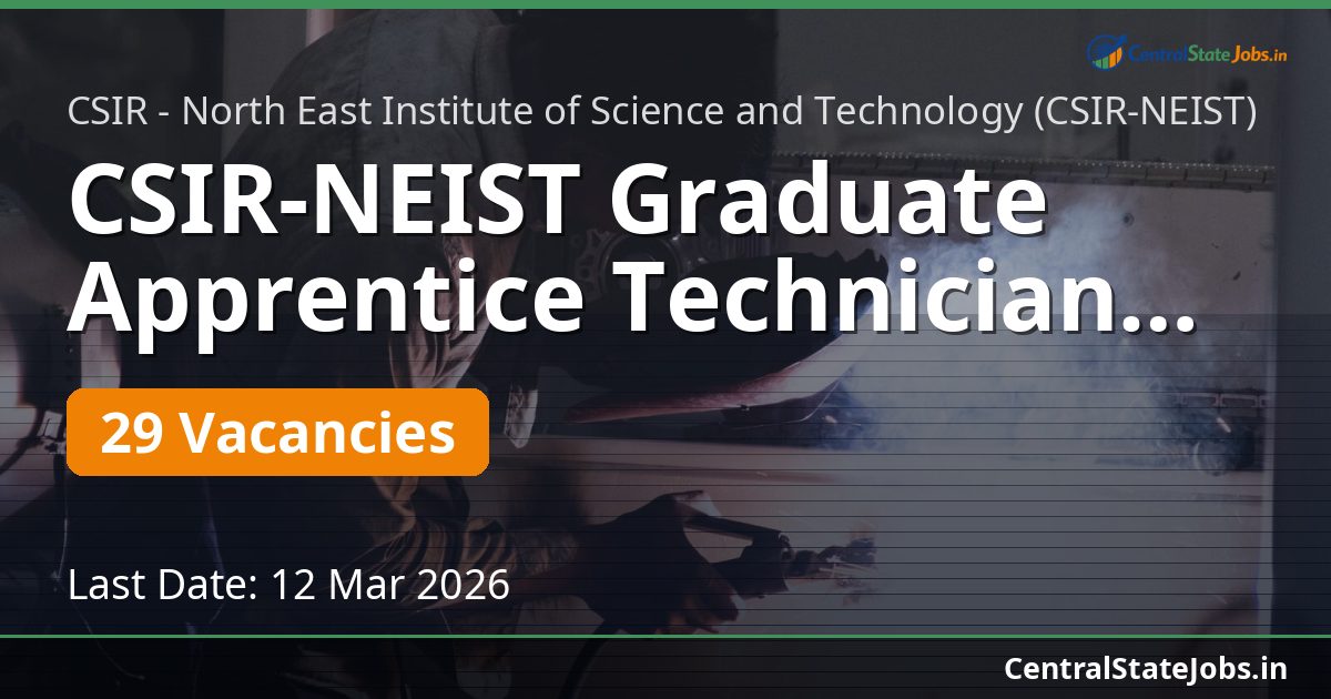CSIR-NEIST Graduate Apprentice Technician Apprentice Recruitment 2026