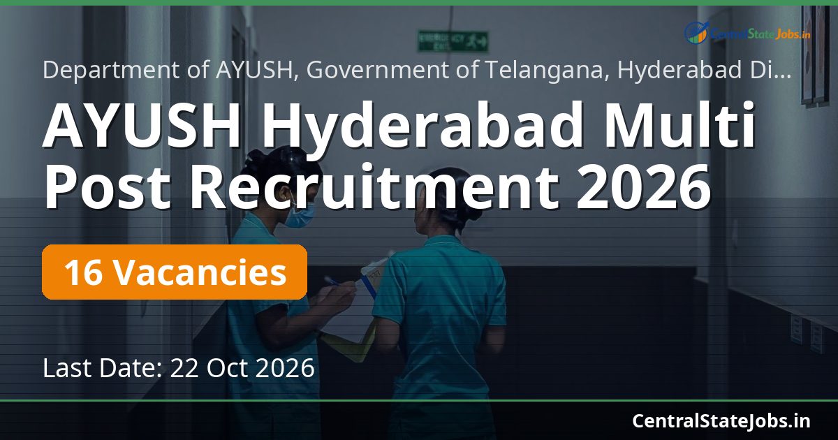 AYUSH Hyderabad Multi Post Recruitment 2026