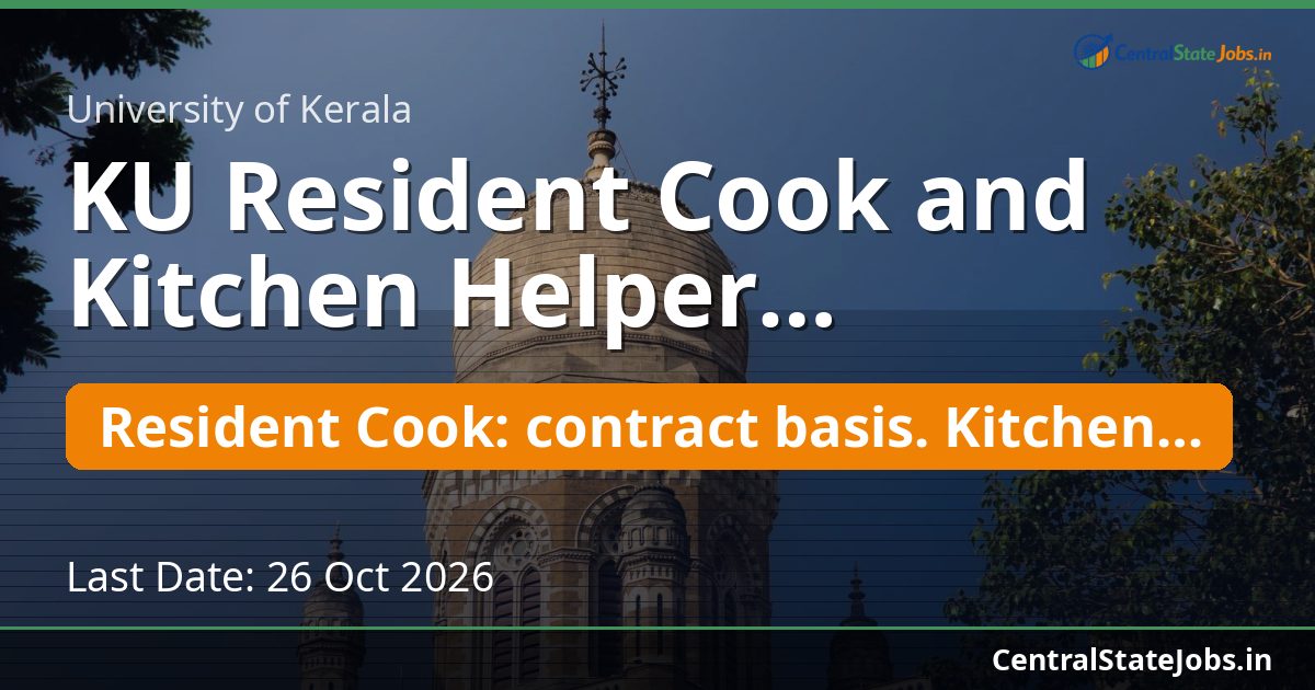 KU Resident Cook and Kitchen Helper Recruitment 2026