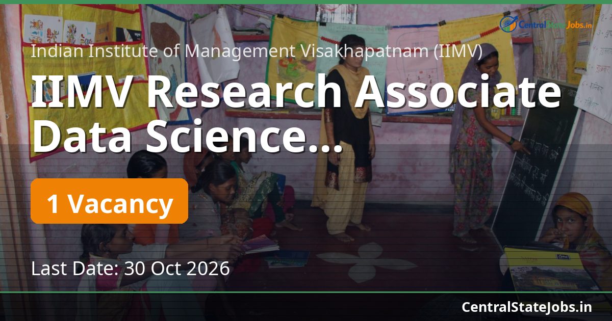 IIMV Research Associate Data Science Recruitment 2026
