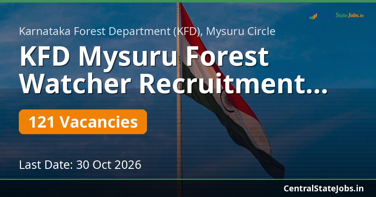 KFD Mysuru Forest Watcher Recruitment 2026 — 121 Vacancies