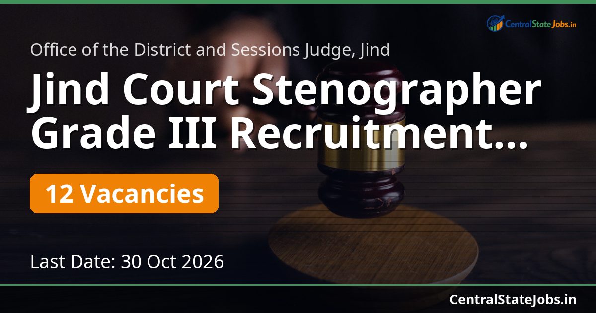 Jind Court Stenographer Grade III Recruitment 2026