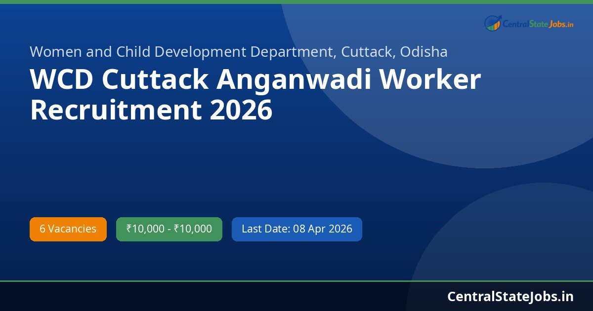 WCD Cuttack Anganwadi Worker Recruitment 2026