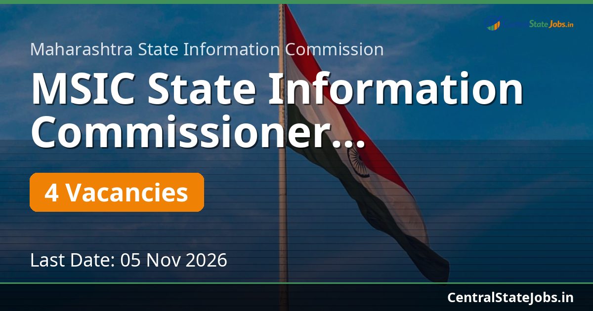 MSIC State Information Commissioner Recruitment 2026