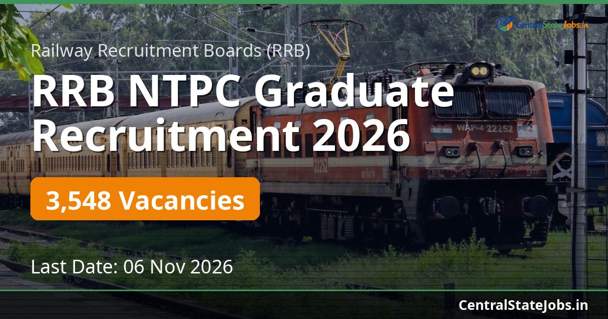 RRB NTPC ସ୍ନାତକ ନିଯୁକ୍ତି 2026 – 3548 ପଦବୀ