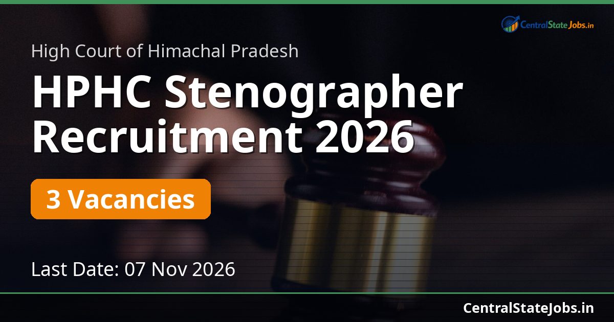 HPHC Stenographer Recruitment 2026