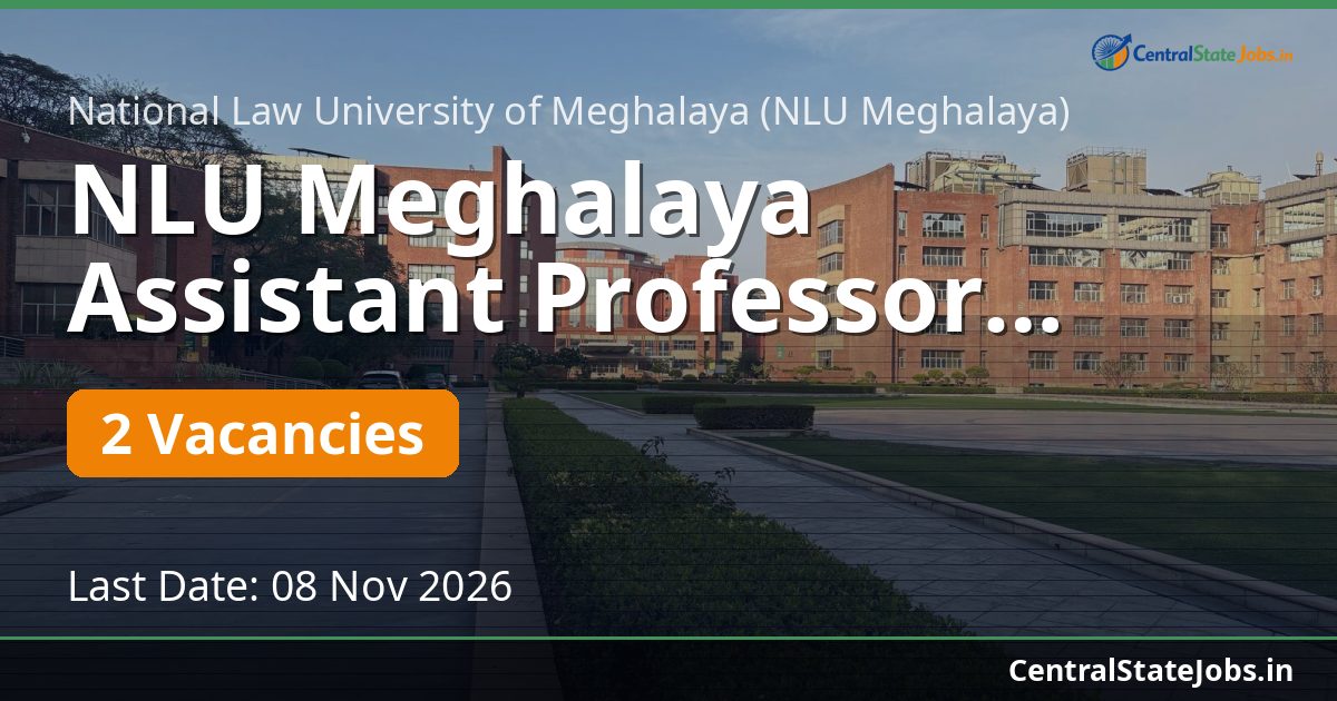 NLU Meghalaya Assistant Professor Management 2026